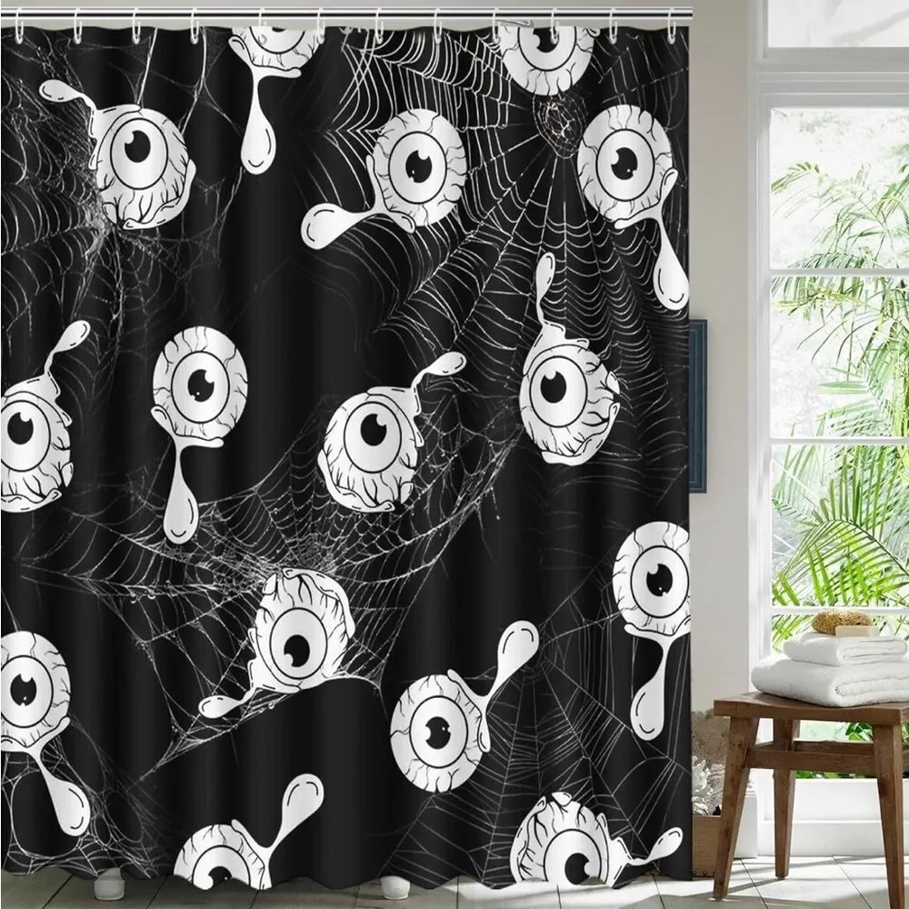 Halloween Shower Curtain Horror Scary Eyeball Shower Curtain for Bathroo…